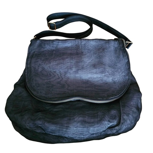 Smateria Upcycled Gray large crossbody bag. HandMade in Cambodia - Picture 1 of 10